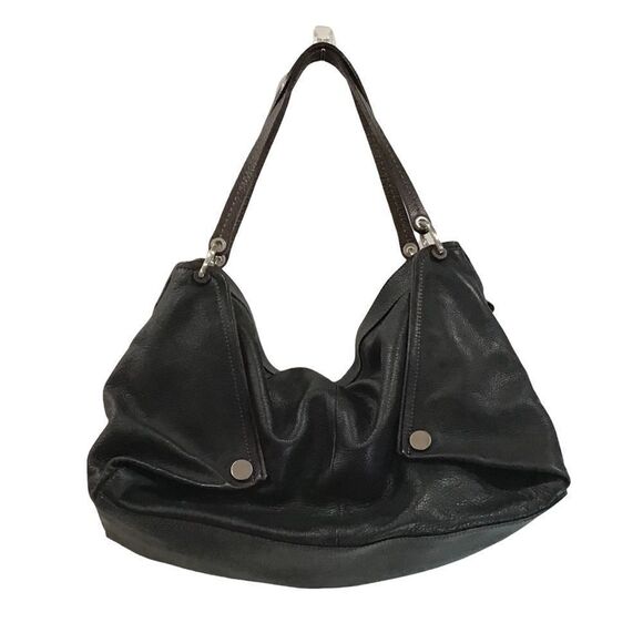 Black Leather Shoulder Bag, Tentazione Due, Made in Italy - Picture 5 of 9